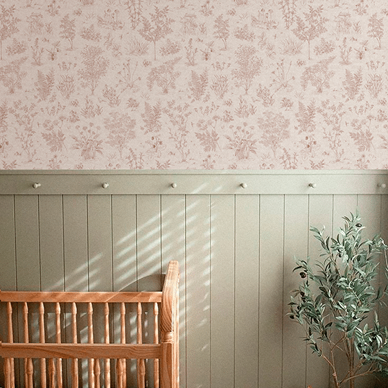 bajo bosque beige y rosado